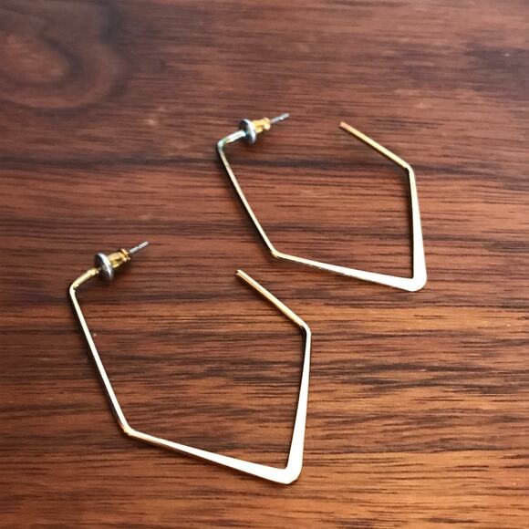 Angled geometric gold-tone semi-hoop earrings - Picture 1 of 6
